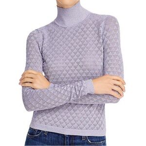 Cinq A Sept Lilette Metallic Diamond-knit Turtleneck